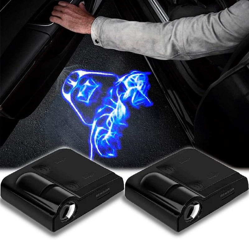 DmStore 2pcs 3D Magnetic Car Door Step LED Welcome Logo Shadow Ghost Light Projector Lamp fits All Car Models (Helmet1) by - Image 1